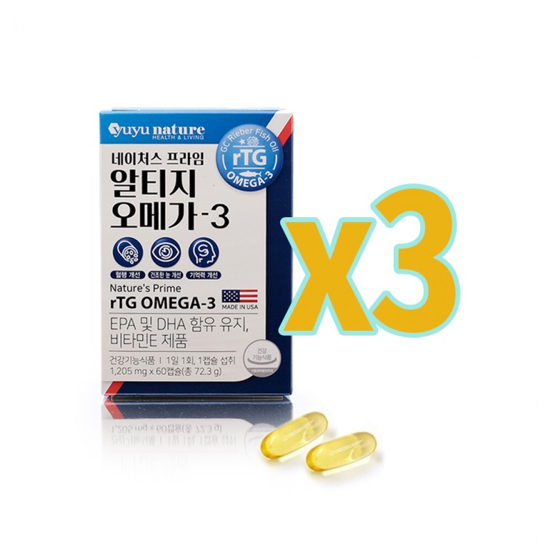 유유 알티지 오메가3(60캡슐x3박스) EPA DHA함유유지 비타민E