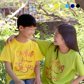 교회단체티 여름수련회 성경학교 행사티 교회티셔츠 예수님과함께 캠핑 레드 아동용