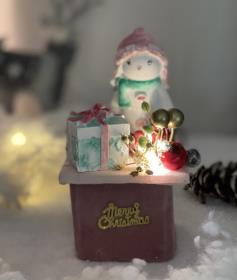 크리스마스 핑크 눈사람과 선물 ♥ 수채화 석고 LED 무드등 방향제