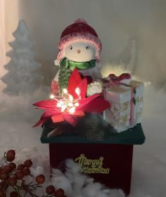크리스마스 레드 눈사람과 선물 ♥ 수채화 석고 LED 무드등 방향제