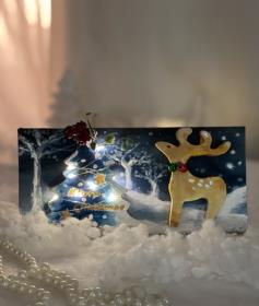 크리스마스 사슴과 트리 ♥ 수채화 석고 LED 무드등 방향제